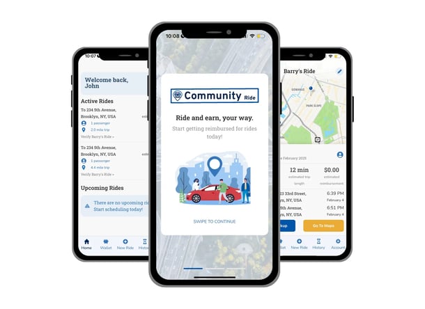 Community Ride - three phone banner image - White background